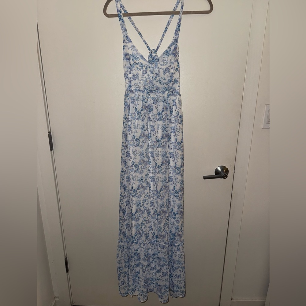 Lulu's Blue and White Floral Maxi Dress